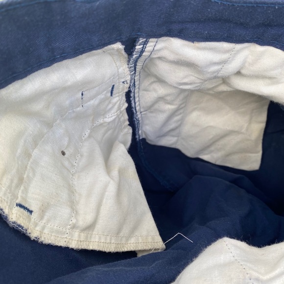100% COTTON DISTRESSED VINTAGE NAVY SLACKS - Picture 7 of 9